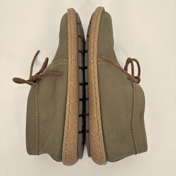 Born Nuala Booties 7 Green Nubuck Leather Ankle Lace Up Boots Shoes Earthy Lagom - Picture 5 of 10